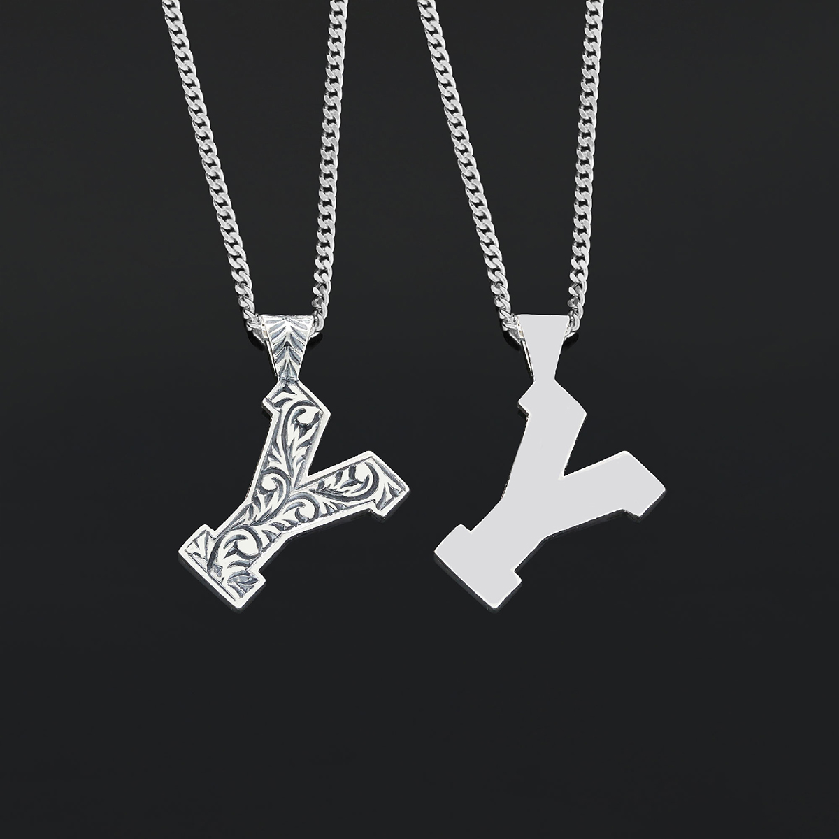 Handmade Special Design Sterling Silver Monogram Y Letter Necklace