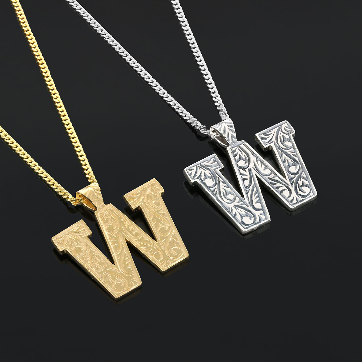 Handmade Sterling Silver Monogram W Letter Necklace
