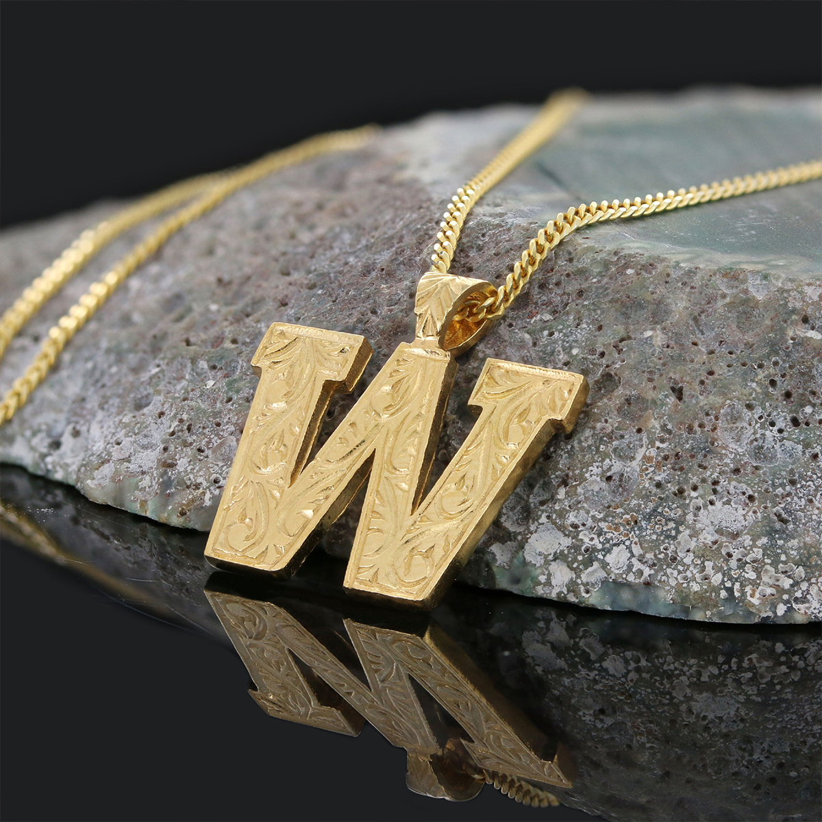 Handmade Sterling Silver Monogram W Letter Necklace
