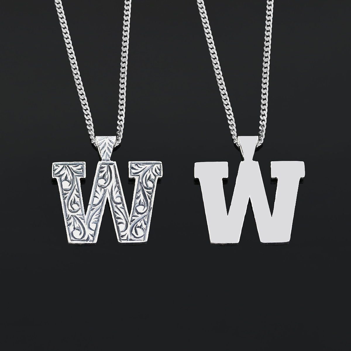 Handmade Sterling Silver Monogram W Letter Necklace