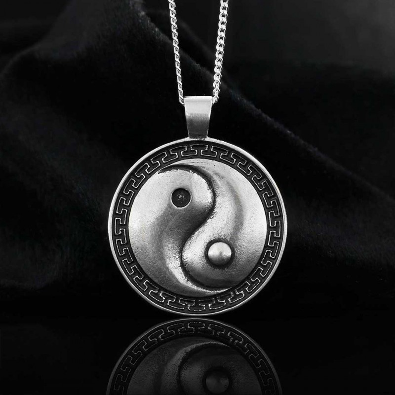Handmade Sterling Silver Round Yin Yang Pendant