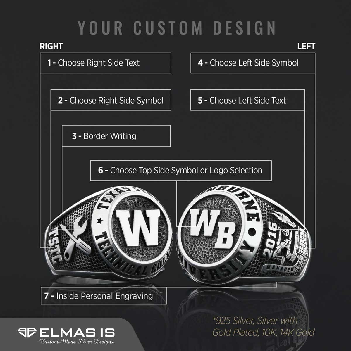 High School Graduate Ring, University Class Ring, Graduation Gift
