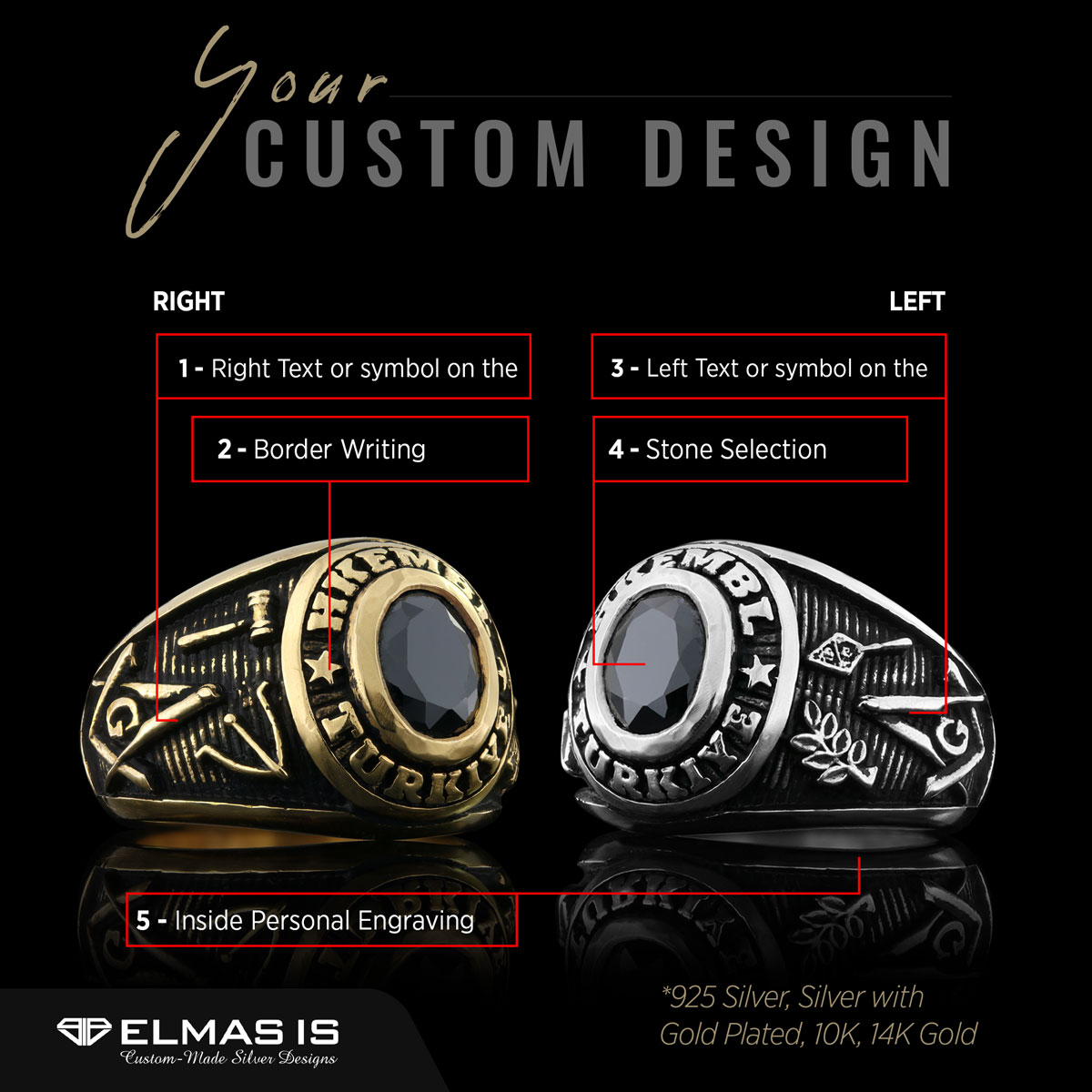 Hkembl Turkiye Masonic Ring, Free Mason Ring, Mens Masonic Rings, Masonic Jewelry