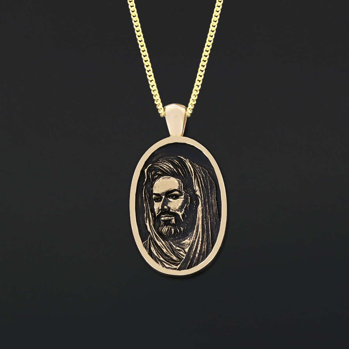 Islamic Oval Pendant, Dhulfiqar Jewelry, Zulfiqar Face Necklace, Zulfiqar Jewelry, Muslim Silver Hazrat Ali Face Necklace