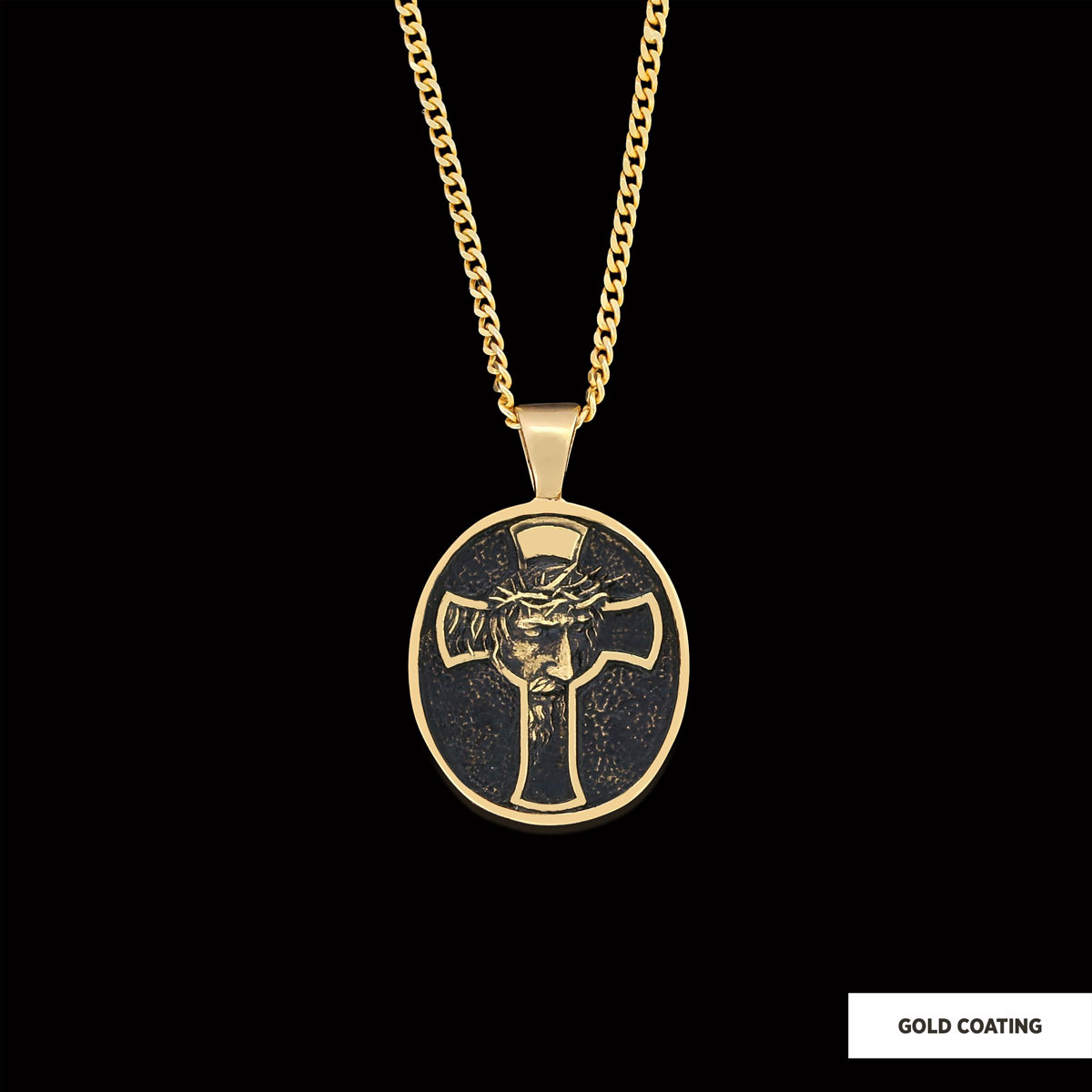 Jesus Cross Necklace, Christ Jesus Silver Necklace, Jesus Men's Gift, Christian Pendant, Gold Plated Cross Pendant Christian Accessory