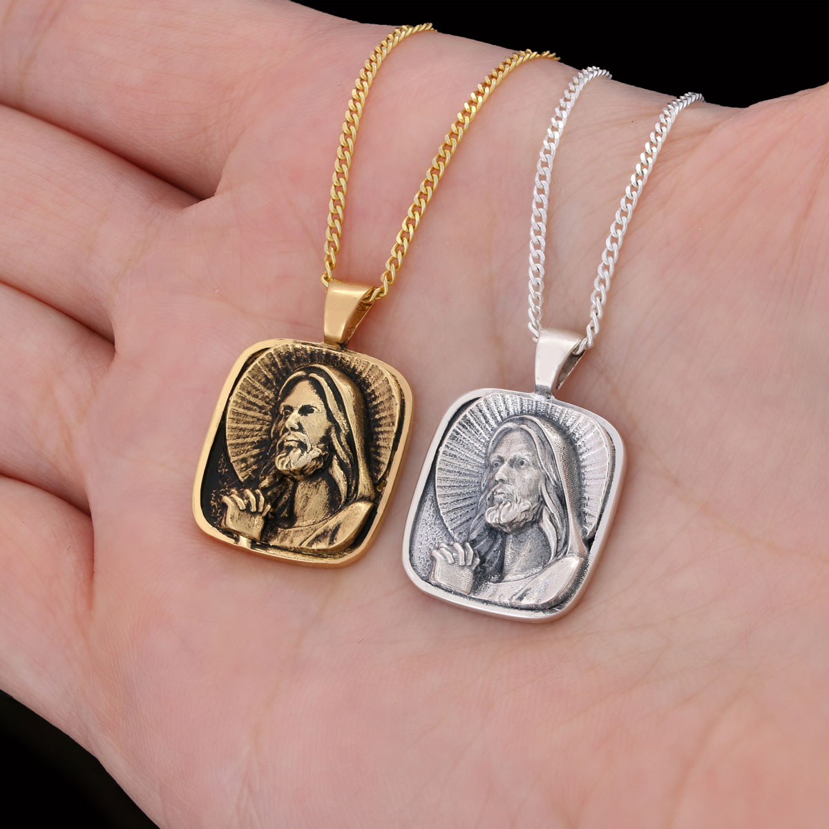 Jesus Necklace, Faith Jewelry, Christ Pendant, Christus Necklace, Sun and Christian Jewelry, Jesus Christian Necklace
