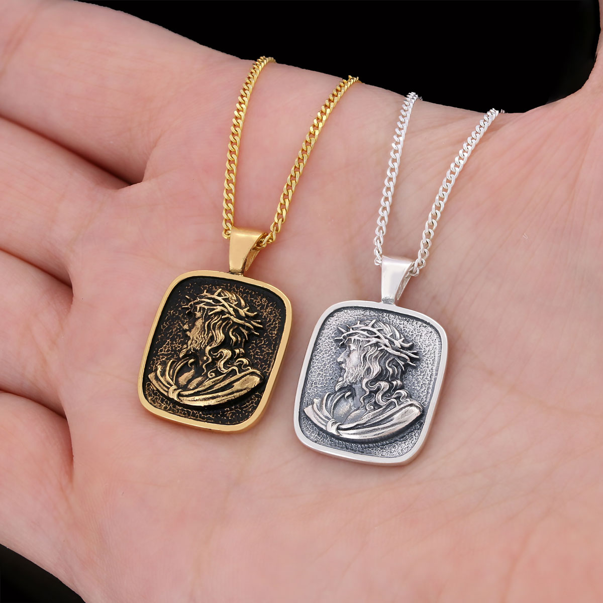 Jesus Necklace, Christ Pendant, Silver Religious Accessory, Gold Plated Jesus Jewelry, Handmade Christian Necklace, Religious Gift