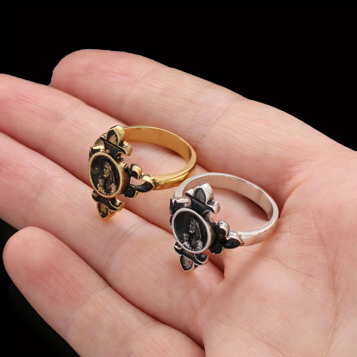 Jesus Motif Ring, Jesus Ring, Silver Religious Ring, Gold Plated Jesus Jewelry, Christian Signet Ring