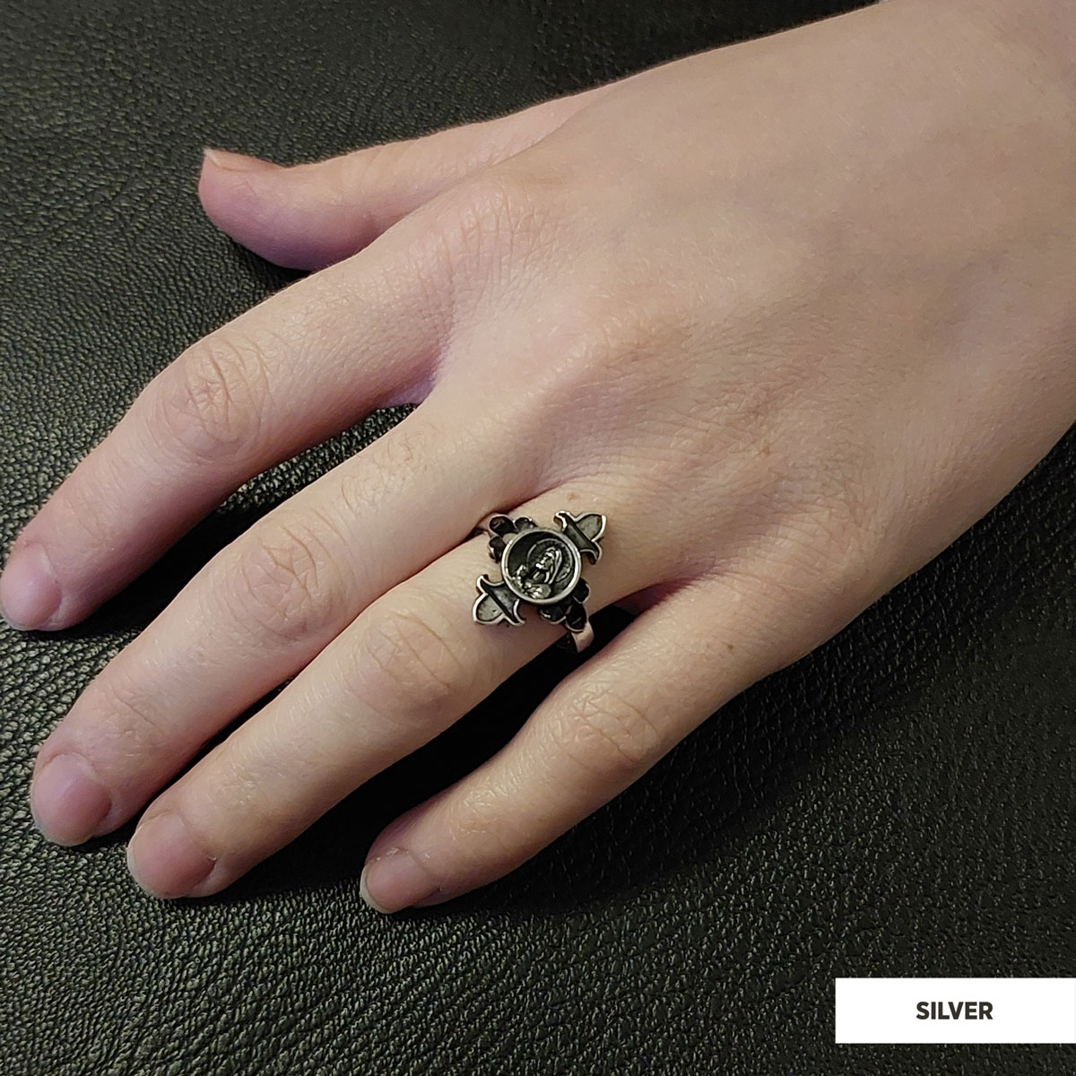 Jesus Motif Ring, Jesus Ring, Silver Religious Ring, Gold Plated Jesus Jewelry, Christian Signet Ring