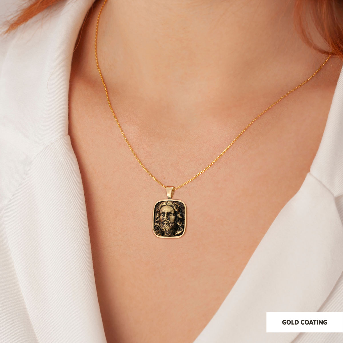 Jesus Silver Necklace, Christian Necklace, Unisex Jesus Pendant, Gold Plated Jesus Jewelry, Men's Religious Gift