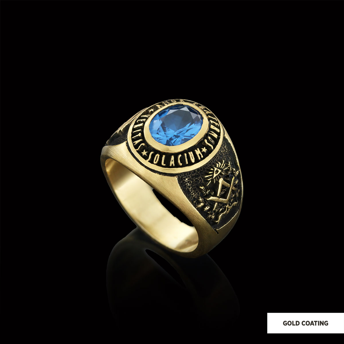 Jewish Masonic Round Ring, Custom Stone Mason Ring, Freemasonic Ring, Master Mason Ring
