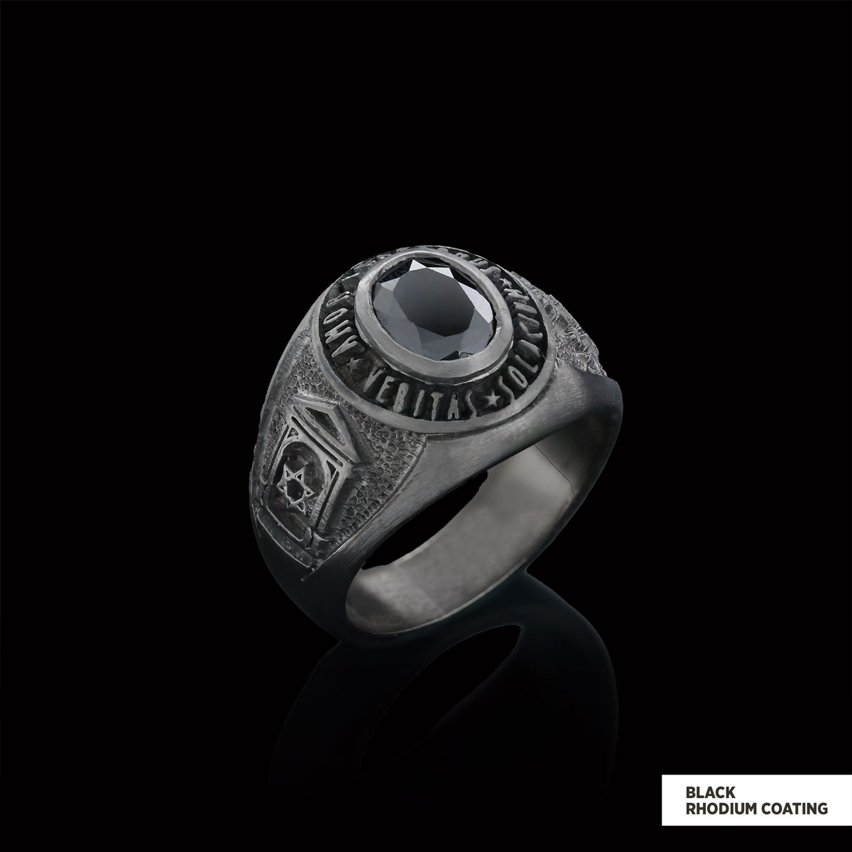 Jewish Masonic Round Ring, Custom Stone Mason Ring, Freemasonic Ring, Master Mason Ring