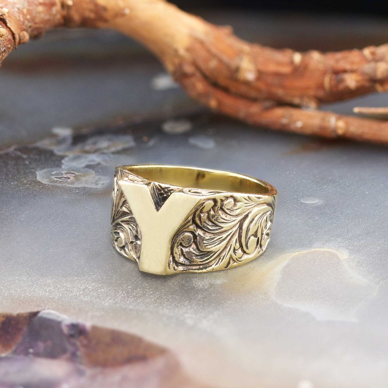 Bold Letter Y Monogram 925 Sterling Silver Women Ring