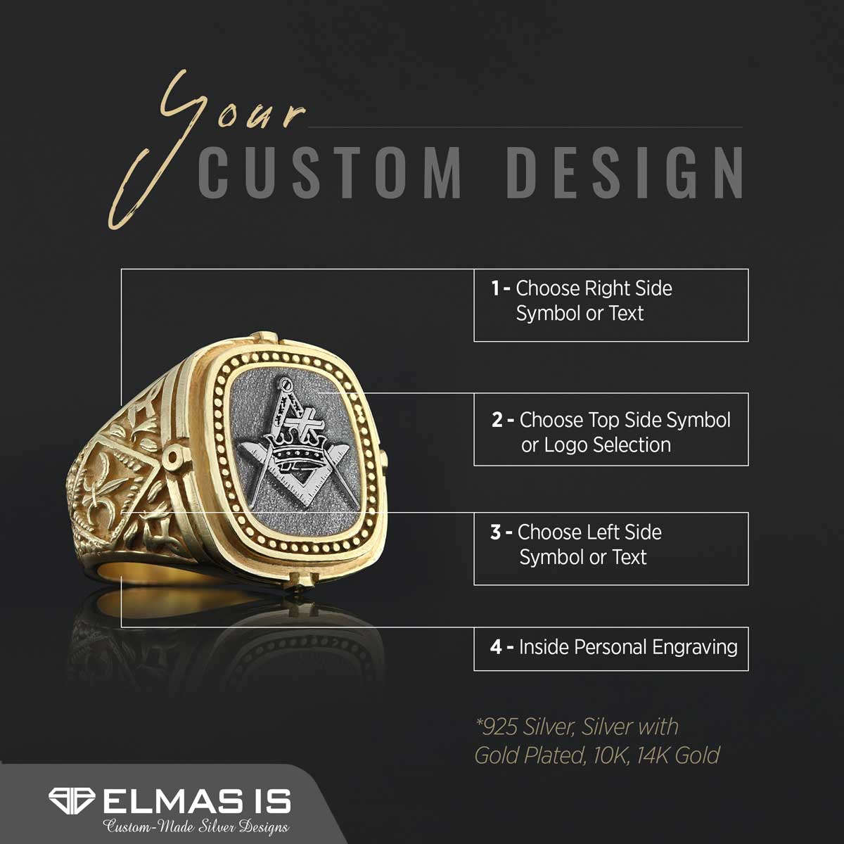 Knights Templar Masonic Ring, Celtic Lodge Masonic Ring, Signet Mason Ring, Mason Jewelry