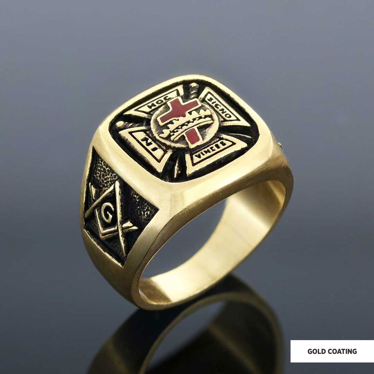 Knights Templar Masonic Ring, Signet Mason Ring, Mason Jewelry