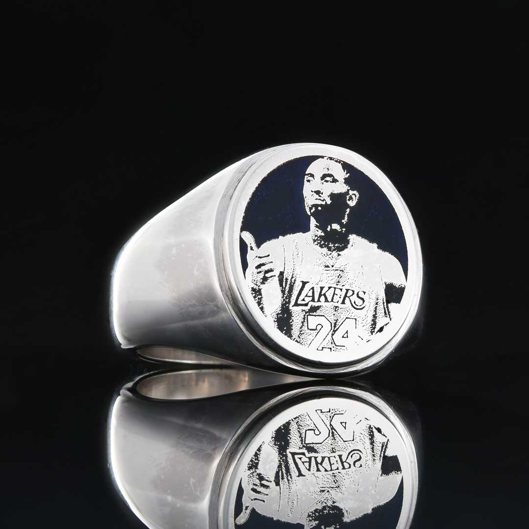 Kobe Bryant Photo Oval Silver Ring, Customizable Photo Ring, Capture Memories in a Beautiful, Wearable Design
