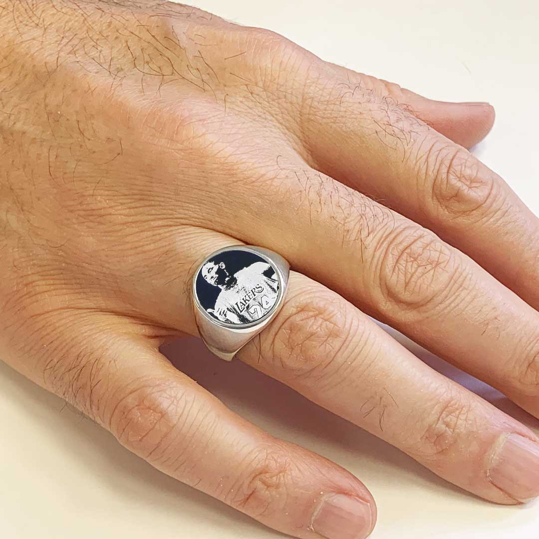 Kobe Bryant Photo Oval Silver Ring, Customizable Photo Ring, Capture Memories in a Beautiful, Wearable Design