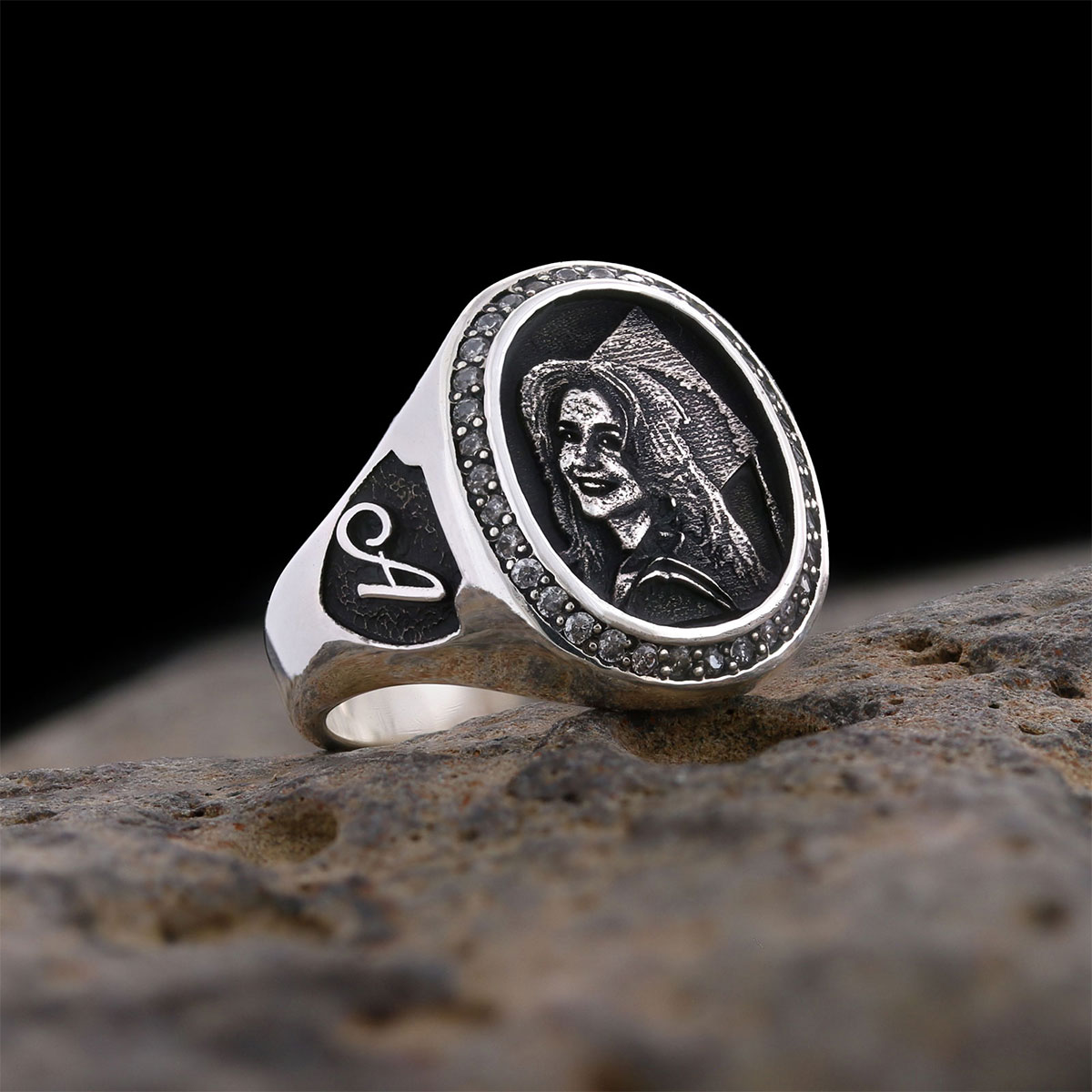 Letter Photo Ring, Personalized Picture Ring, Gift for Women, Special Production Ring With Picture