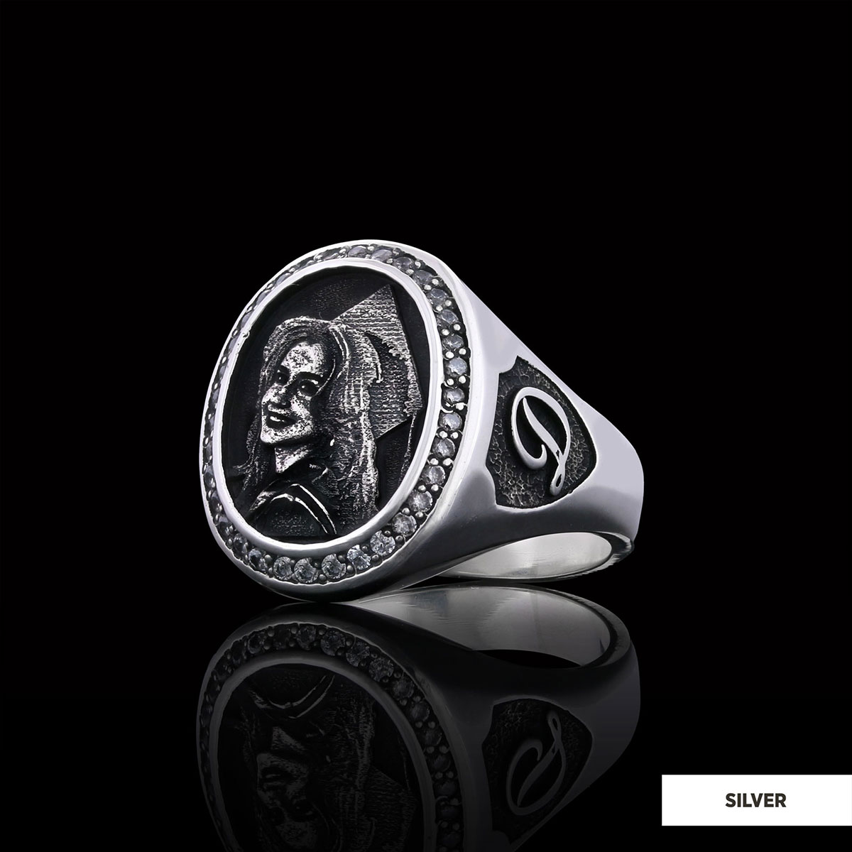 Letter Photo Ring, Personalized Picture Ring, Gift for Women, Special Production Ring With Picture