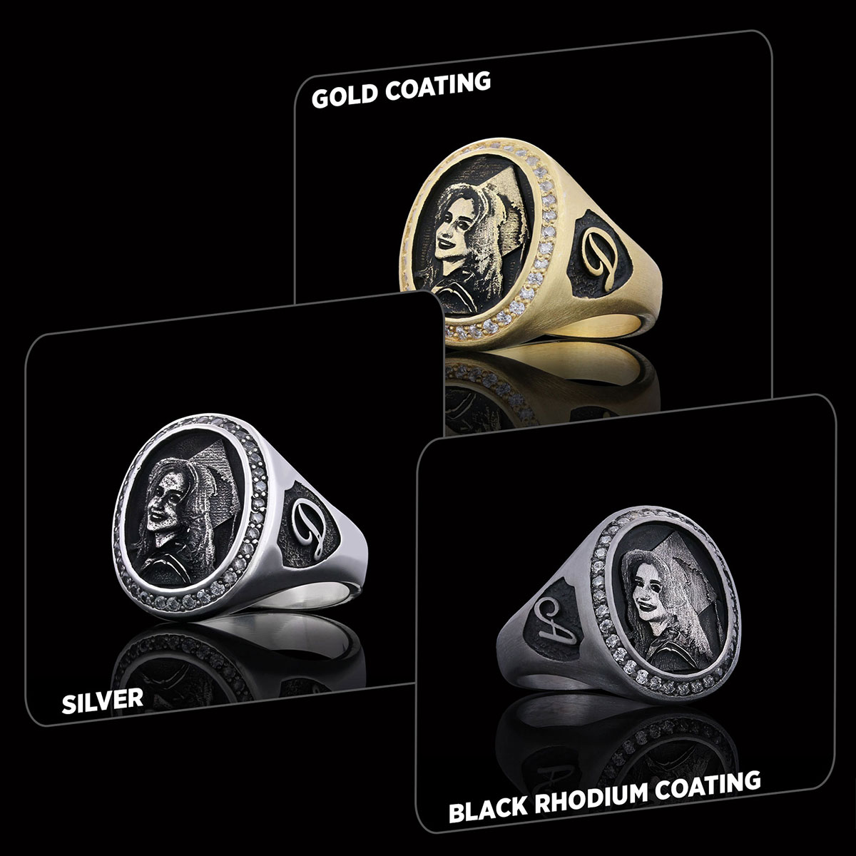 Letter Photo Ring, Personalized Picture Ring, Gift for Women, Special Production Ring With Picture