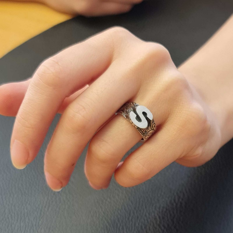 Letter S 925 Sterling Silver Women Ring