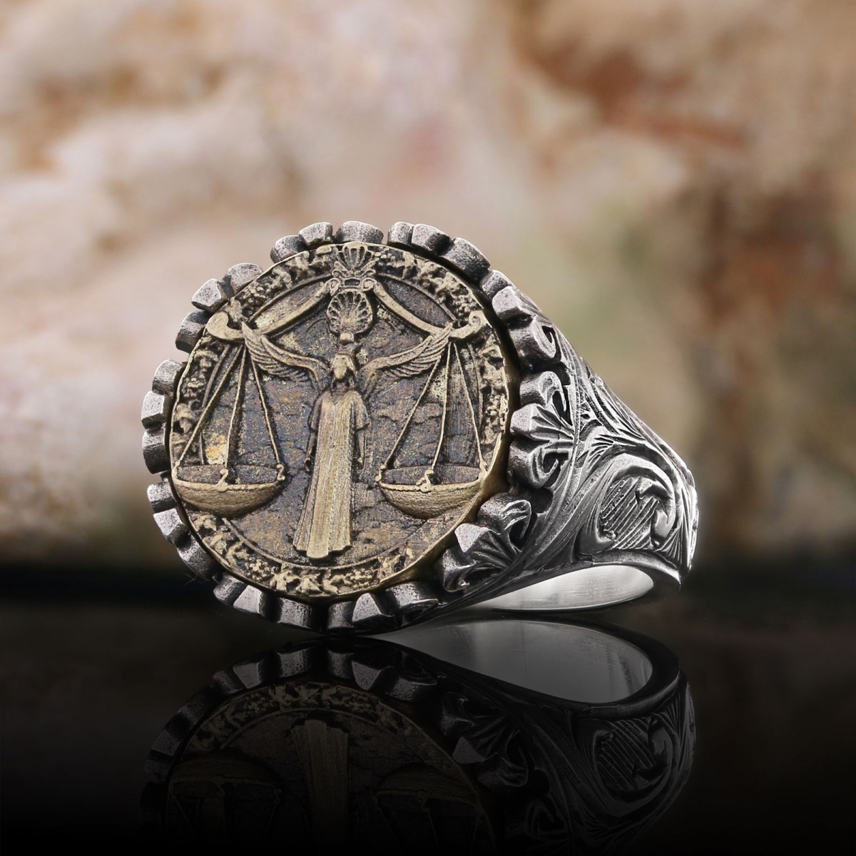Libra Sign Ring, 925 Sterling Silver Libra Sign Ring