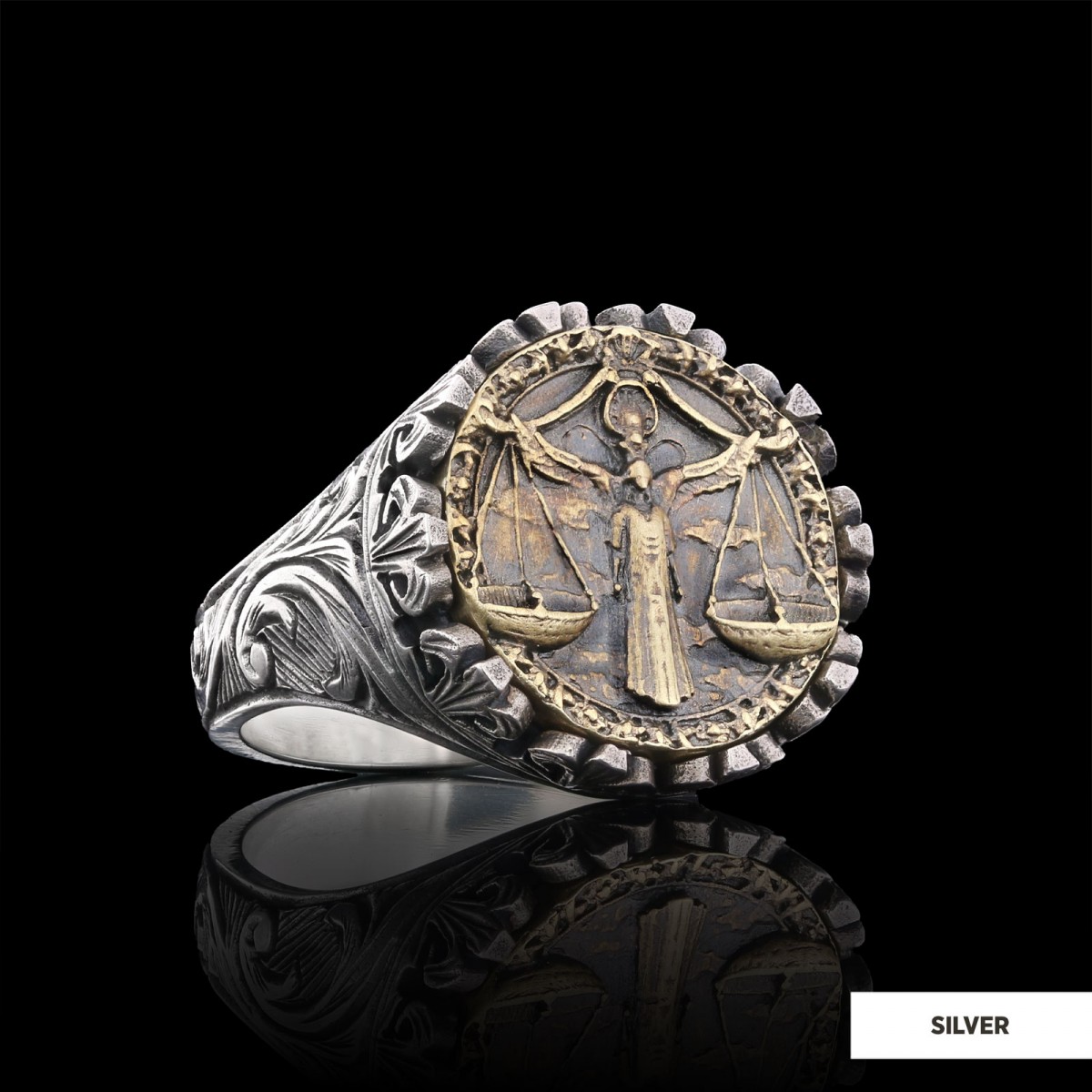 Libra Sign Ring, 925 Sterling Silver Libra Sign Ring