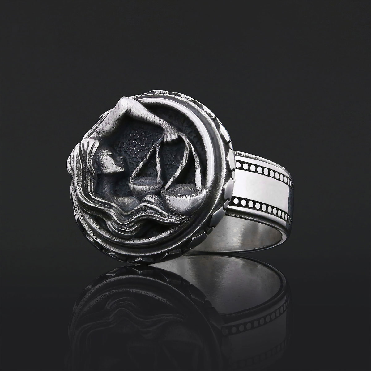 Libra Zodiac Silver Ring