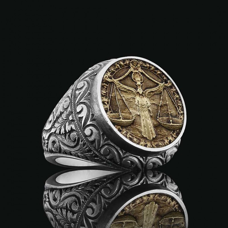 Libra Zodiac Silver Ring