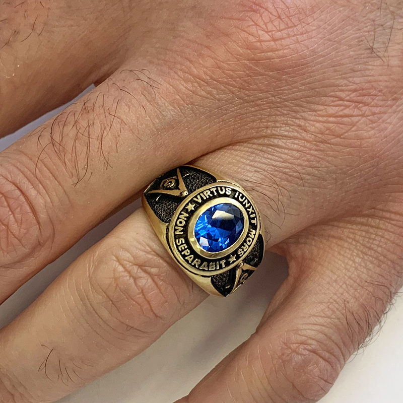 Blue Stone Masonic Round Ring