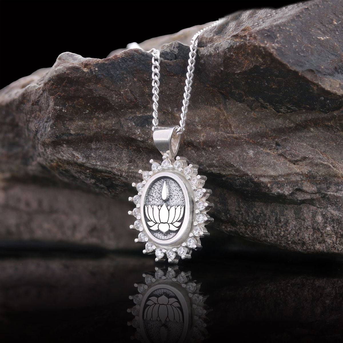 Lotus Flower Necklace, Buddhist Symbol Necklace, Stoned Buddhist Necklace, Lotus Jewelry, Women's Gift Accessory
