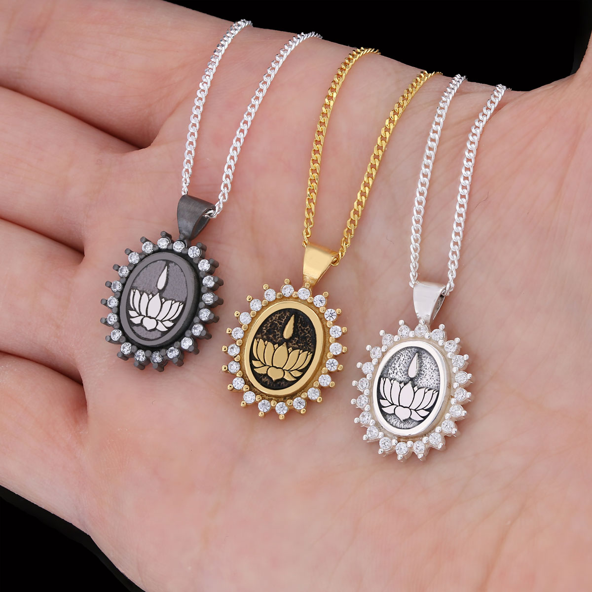 Lotus Flower Necklace, Buddhist Symbol Necklace, Stoned Buddhist Necklace, Lotus Jewelry, Women's Gift Accessory