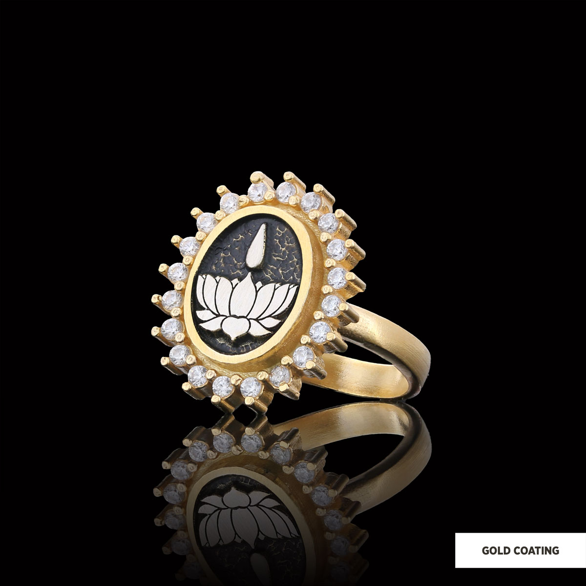 Lotus Flower Ring, Buddhist Symbol Ring, Stoned Buddhist Ring, Lotus Jewelry, Women's Gift Accessory Lotus Flower Ring, Buddhist Symbol Ring, Stoned Buddhist Ring, Lotus Jewelry, Women's Gift Accessory