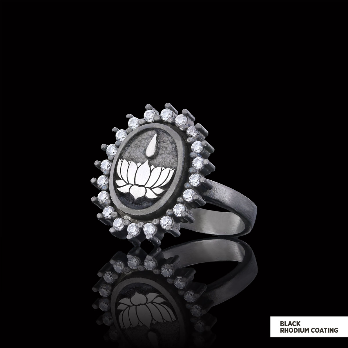 Lotus Flower Ring, Buddhist Symbol Ring, Stoned Buddhist Ring, Lotus Jewelry, Women's Gift Accessory