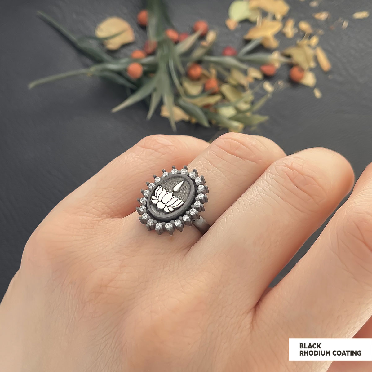 Lotus Flower Ring, Buddhist Symbol Ring, Stoned Buddhist Ring, Lotus Jewelry, Women's Gift Accessory