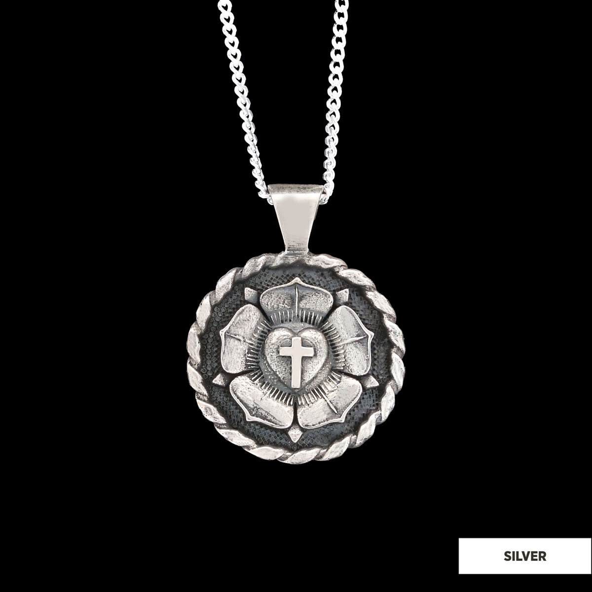 Lutheranism Pendant, Rosae Crucis Necklace, Rose and Cross Pendant, Amorc Necklace, Lutheranism Jewelry, Gift for Her, Gift for Him