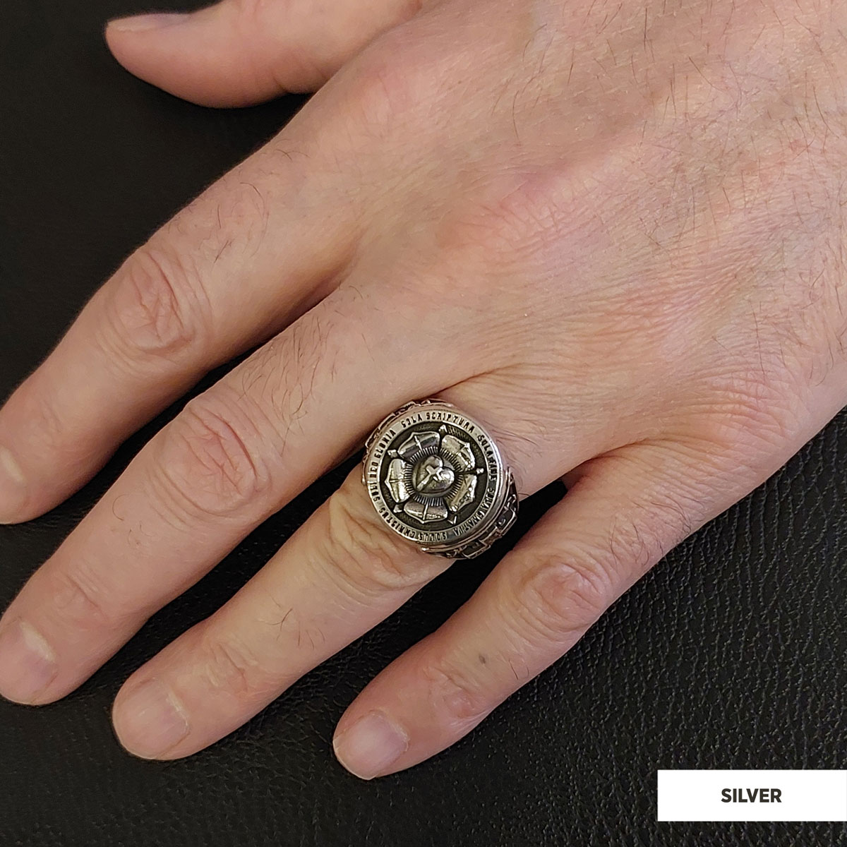Lutheranism Ring, Rosae Crucis Ring, Rose and Cross Ring, Amorc Ring, Lutheranism Jewelry, Gift for Her, Gift for Him