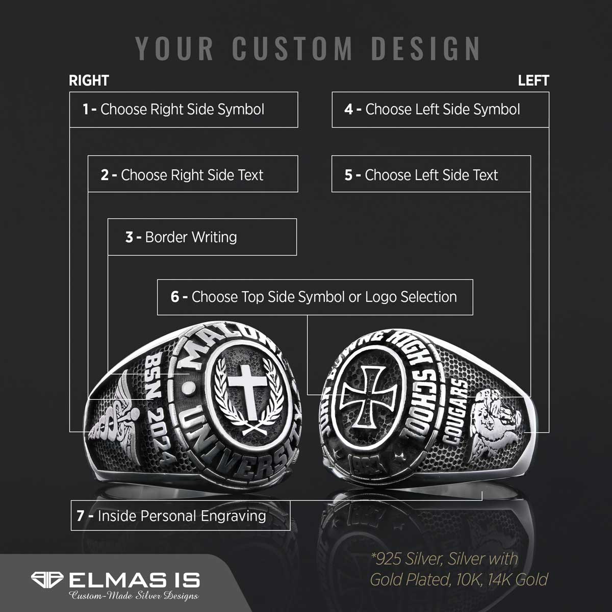 Malone University Ring, Lesley University Graduation Ring, Class Ring, High School Ring Malone University Ring, Lesley University Graduation Ring, Class Ring, High School Ring