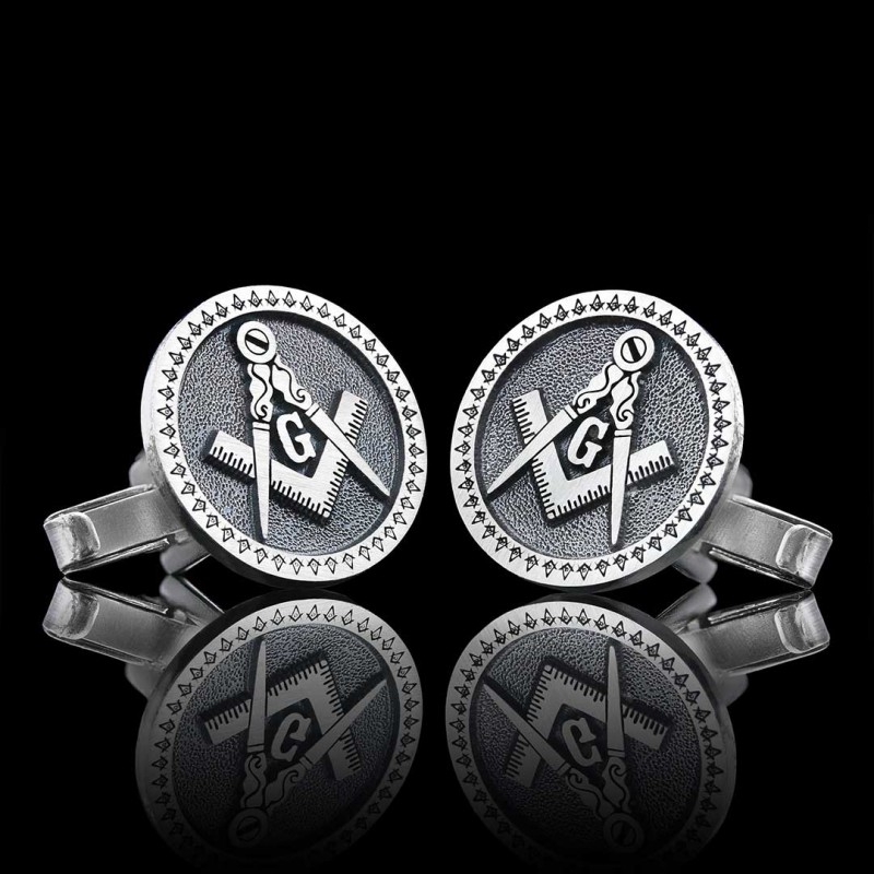 Special Design Round Masonic Sterling Silver Lodge Cufflink