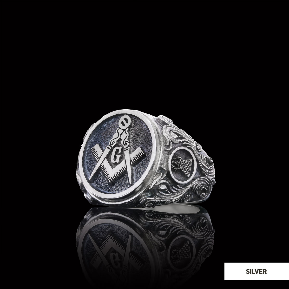 Masonic Ring, Antique Mason Ring, Elegant Mason Ring, Silver Jewelry Gift