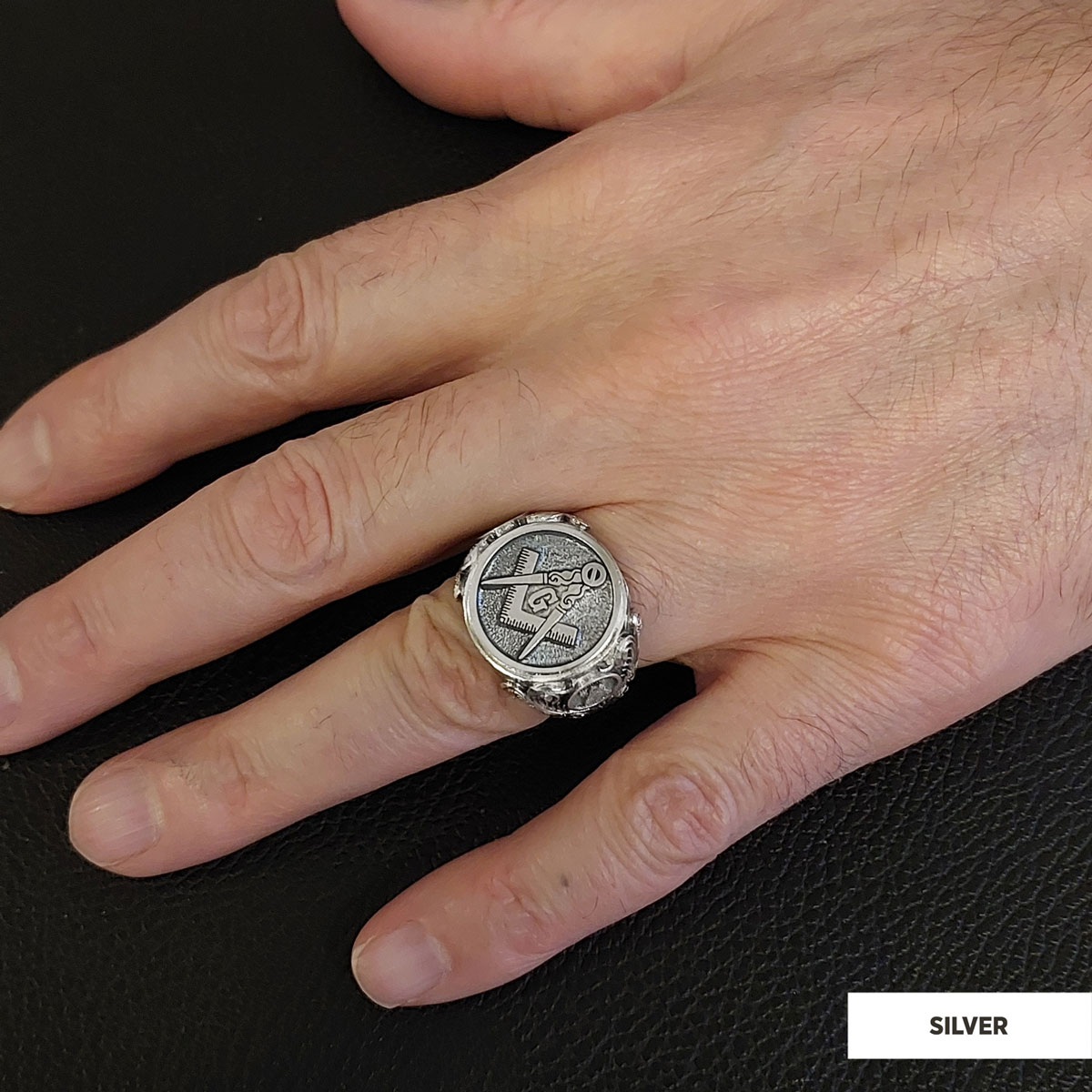 Masonic Ring, Antique Mason Ring, Elegant Mason Ring, Silver Jewelry Gift