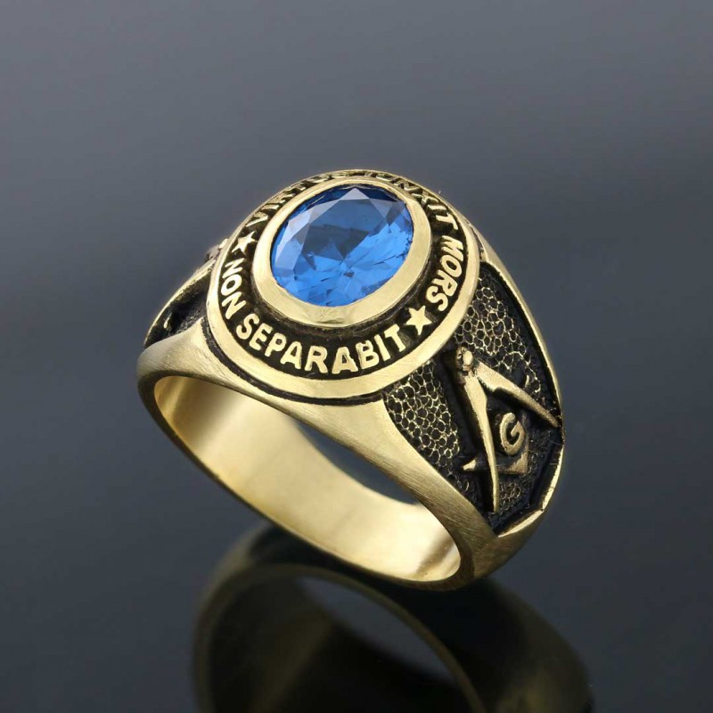 Blue Stone Masonic Round Ring