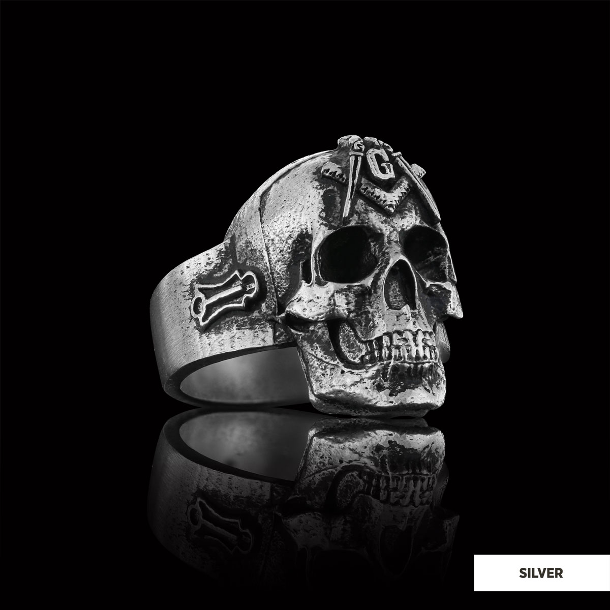 Masonic Skulle Ring, Mason Ring, Ancient Lodge Mason Ring