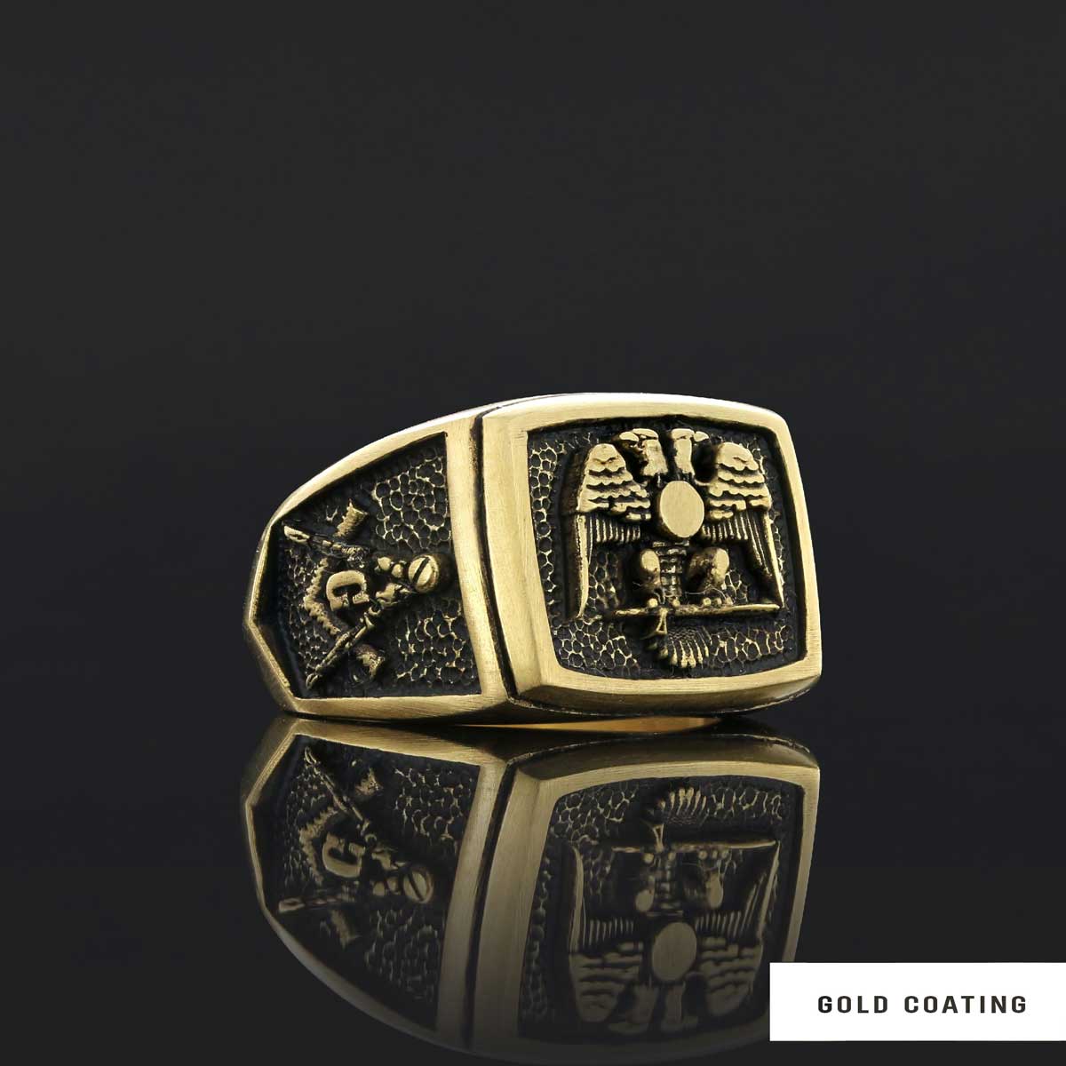 Master Mason Handmade Sterling Silver Men Signet Ring, Freemason Symbol Signet Ring