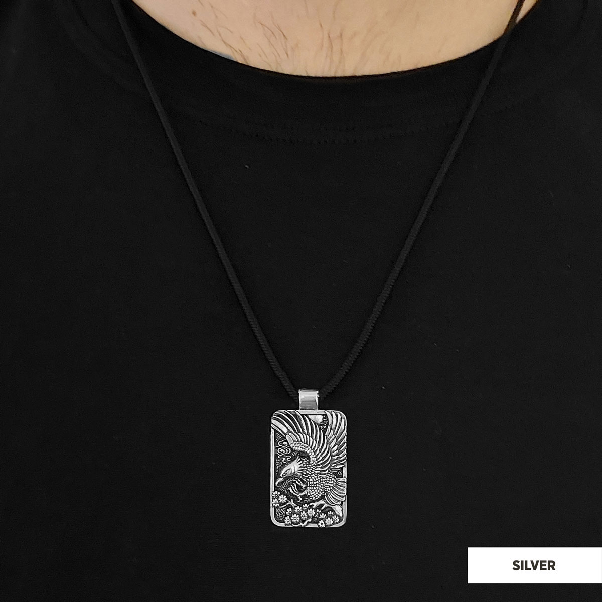 Men Sterling Silver Eagle Pendant