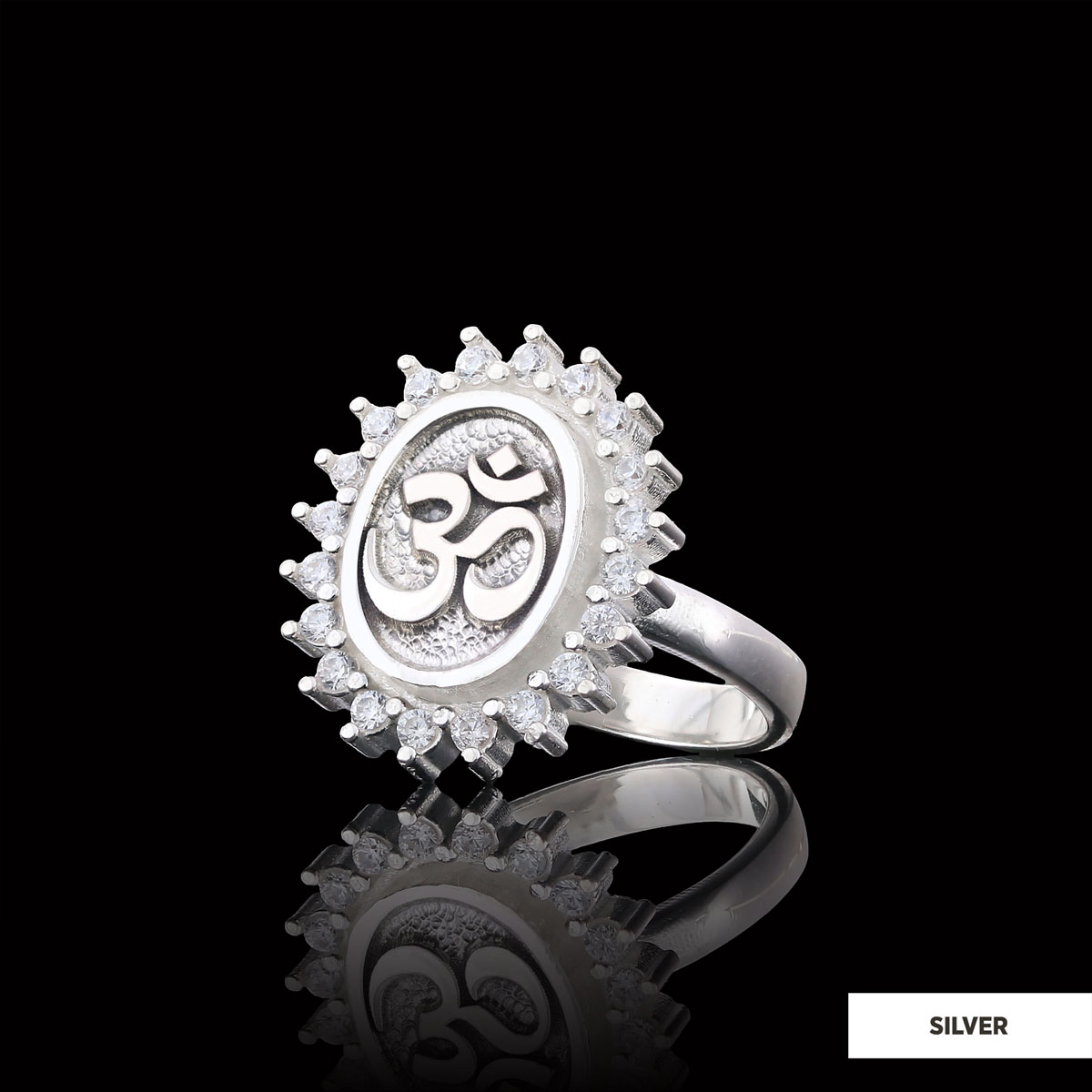 Om Ring, Aum Ring, Spiritual Jewelry, Yoga-inspired Om Charm, Elegant Om Ring, Stoned Aum Ring