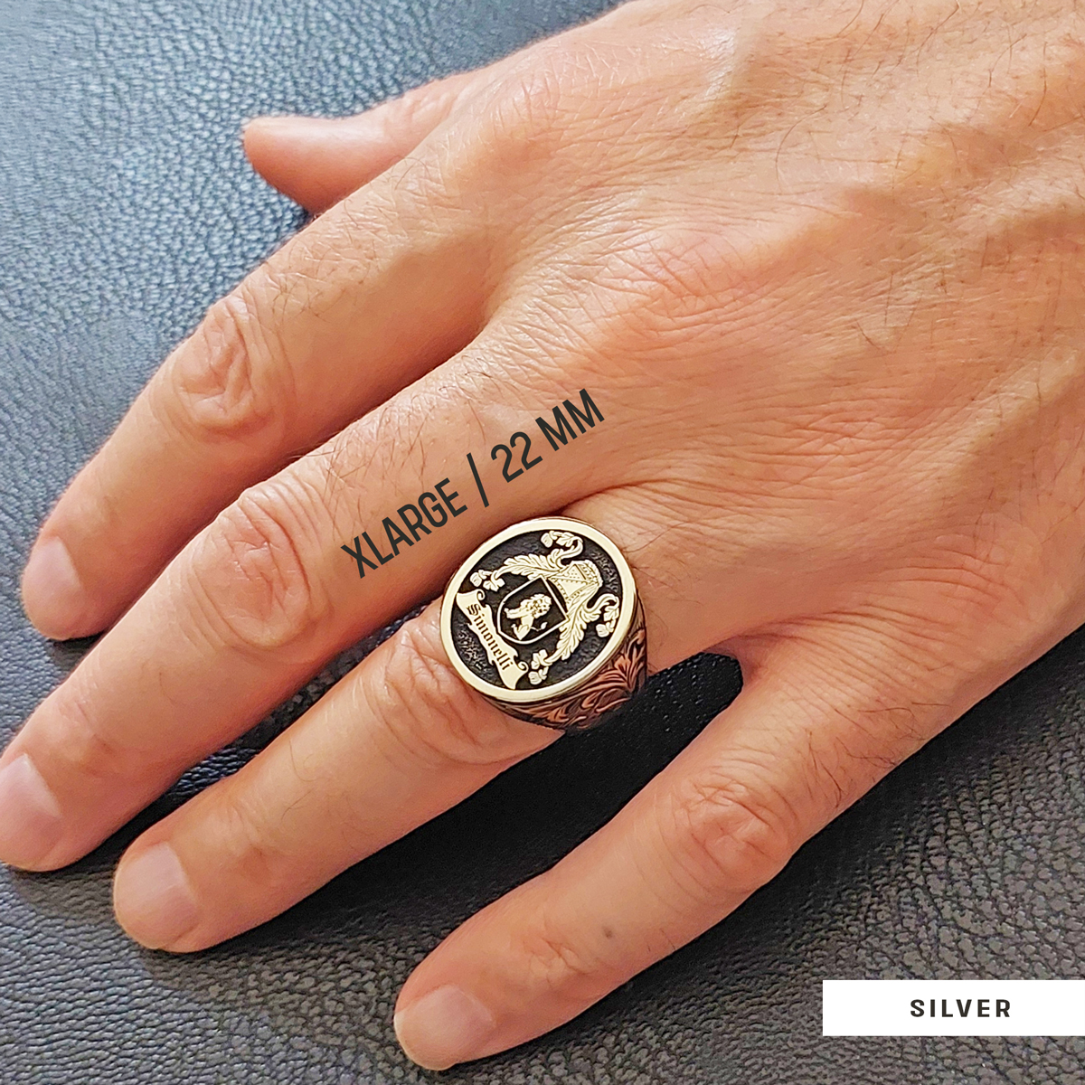 Oval Celtic Design Raised Family Ring, Custom Family Crest Ring