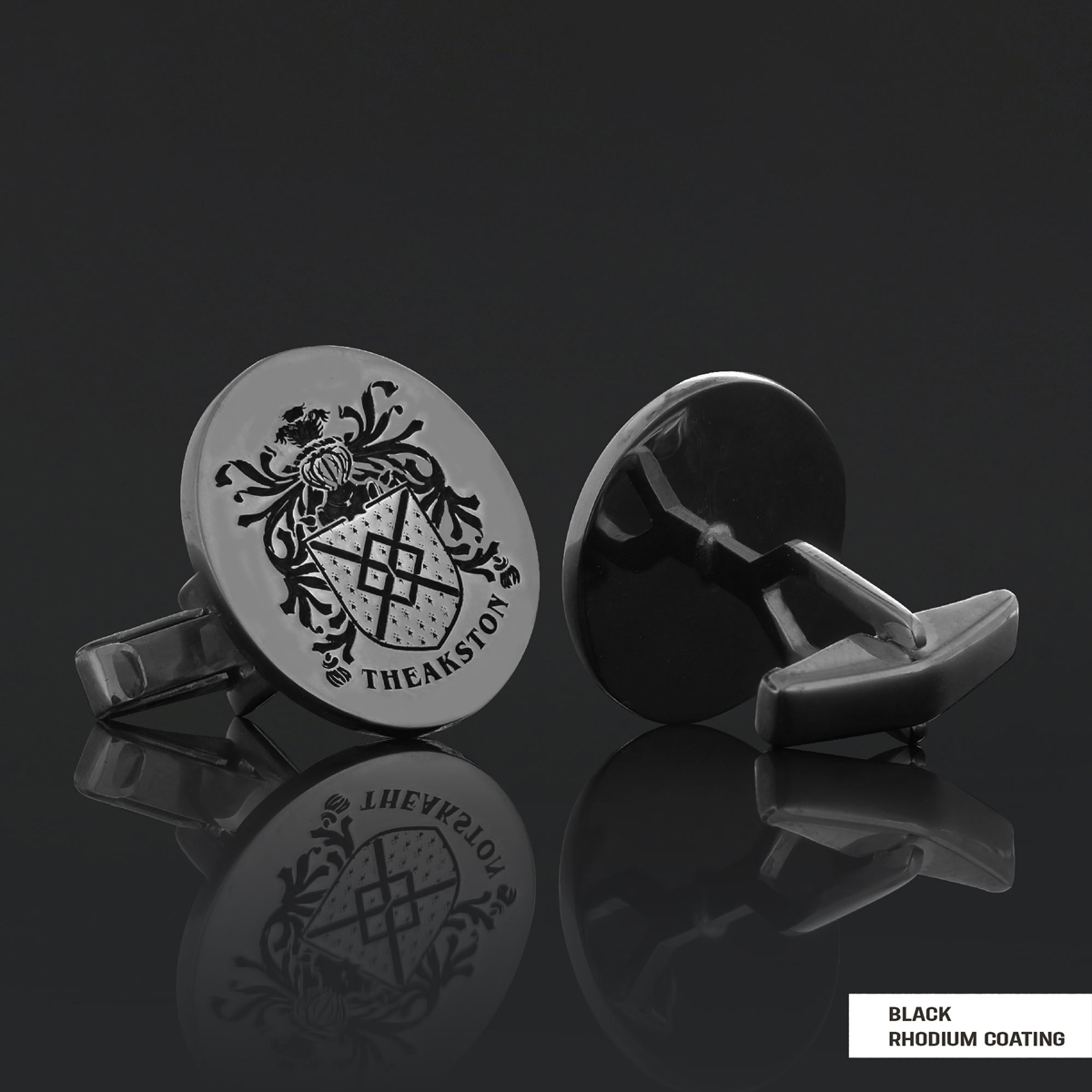 Personalized Oval Engraved Crest Cufflinks with Raised Family Emblem