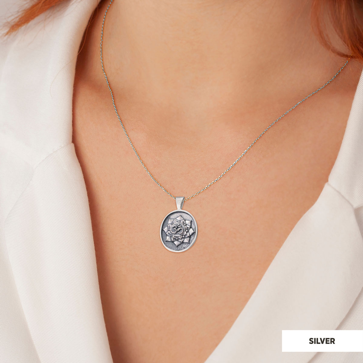 Oval Om Pendant, Aum Necklace, Yoga Inspired Om Talisman, Spiritual Jewelry, Elegant Om Necklace