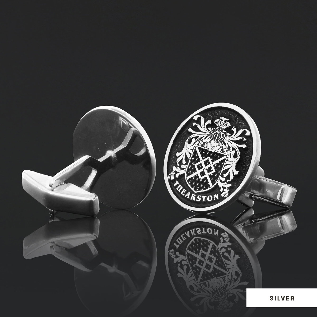 Personalized Oval Crest Cufflinks with Raised Family Emblem